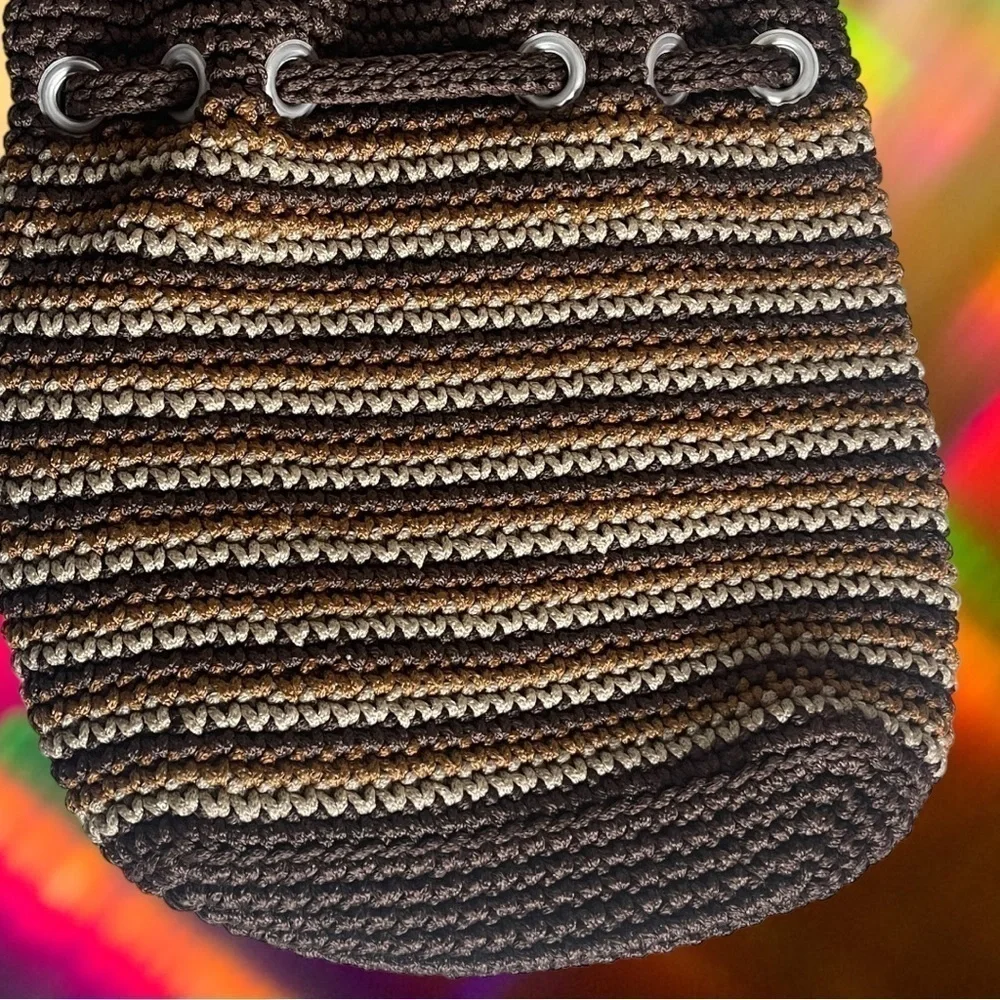JAI Original Tri Color Neutrals Brown Crocheted Backpack